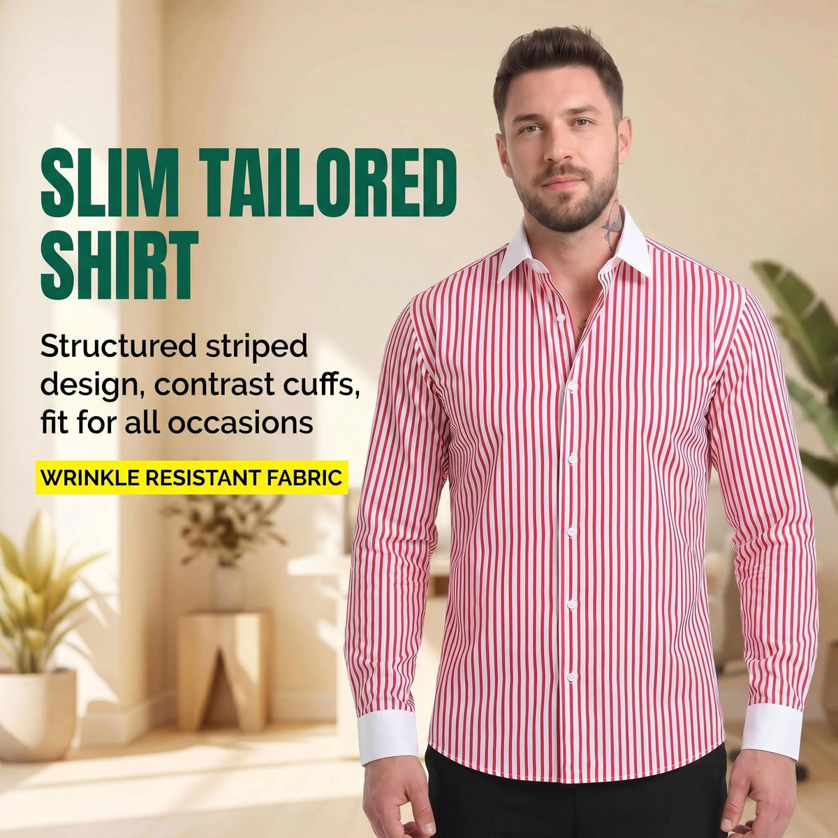 Jiana European and American Plus Size pour homme Col Windsor Manches longues