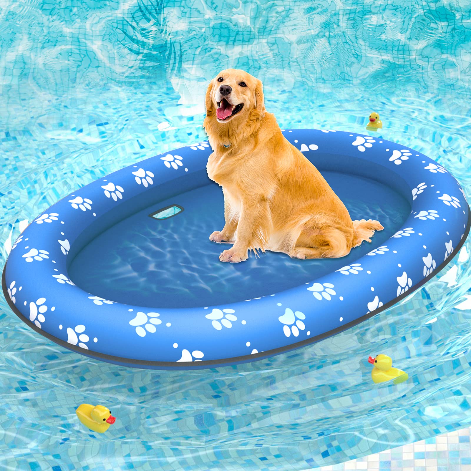 Raft de flottaison de chien souple pour chien - Float de natation gonflable pour chien pour l'été