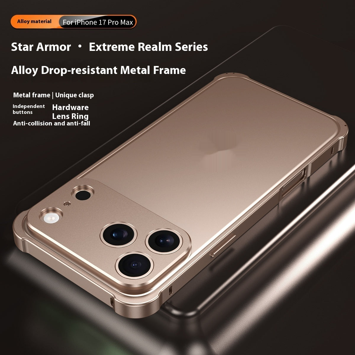 Four-corner résistant à la chute Seahorse Buckle Phone Case Cadre en métal
