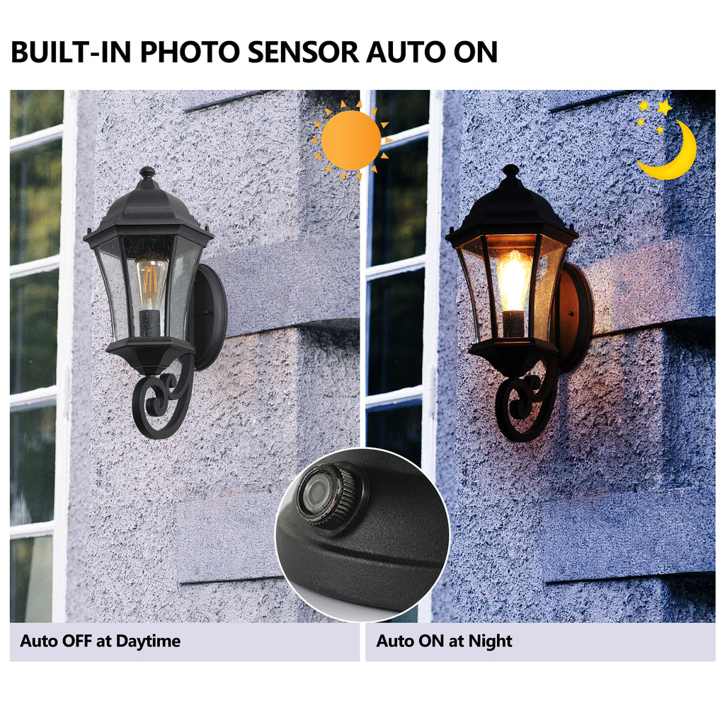 1-Pack Vintage mur-monté lumière de lanterne extérieure – Élégant métal noir sconce pour porch