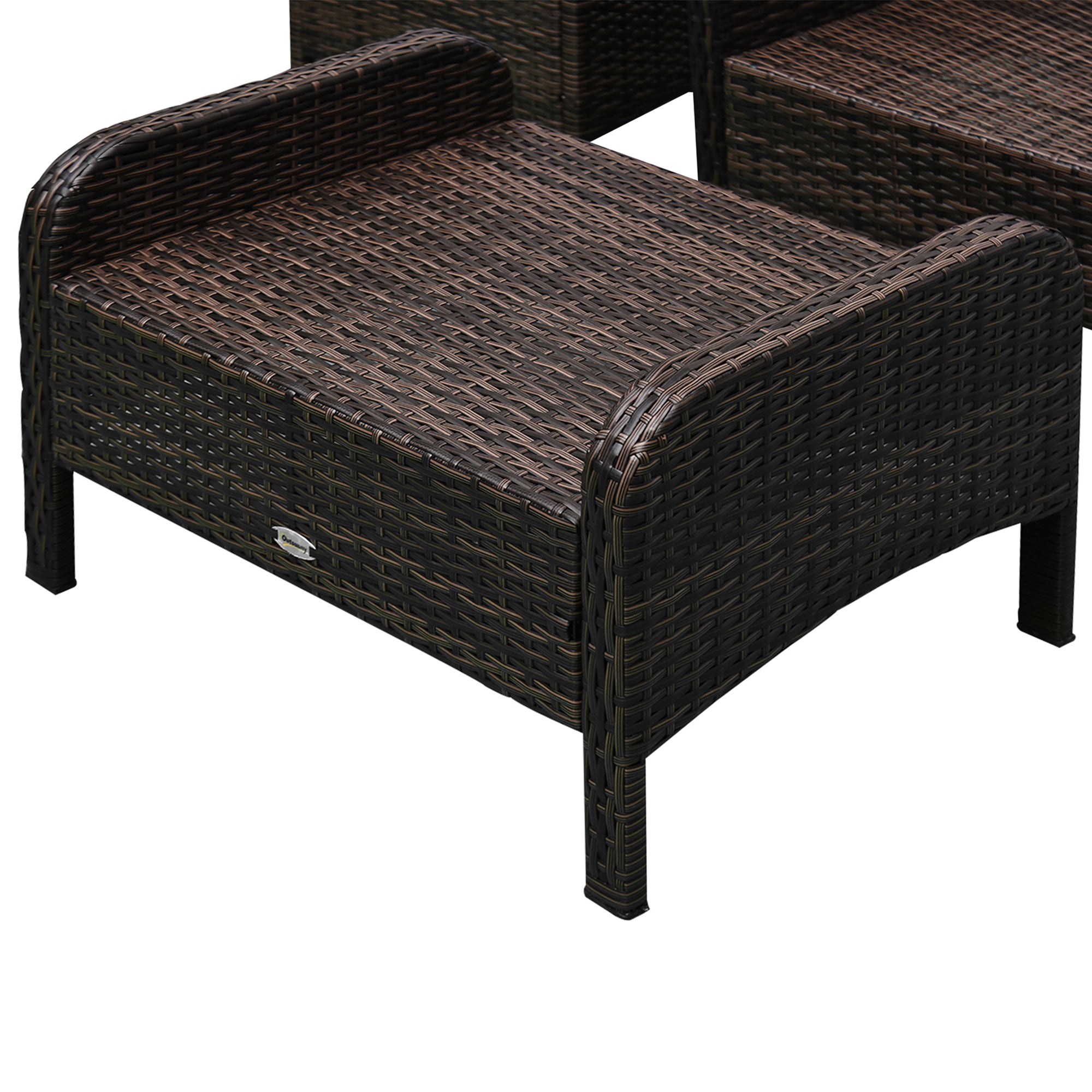 5 pièces Rattan Wicker Lounge Chaise extérieure Patio Conversation Set avec 2 chaises coussinées