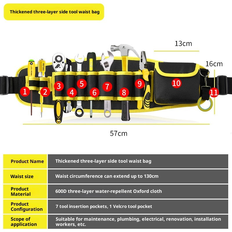 Multifonctionnel Oxford Cloth Large Belt Repair High-altitude Work Long Waist Bag