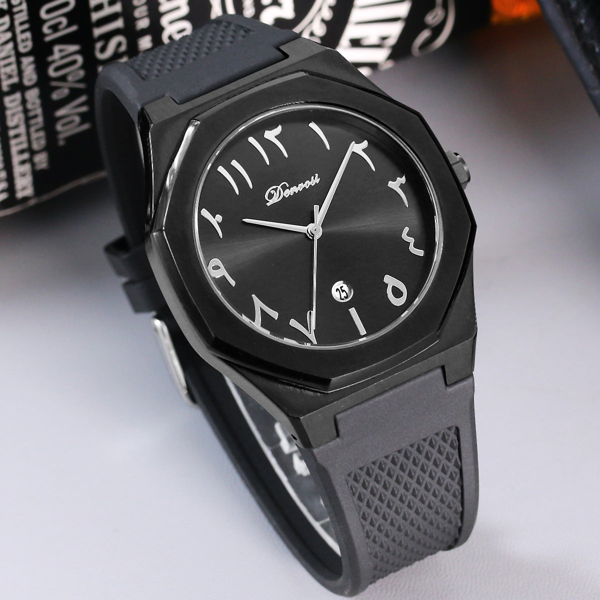 Danfu Silicone Strap Montres pour Homme Calendrier Simple Mode Quartz Montres pour Homme