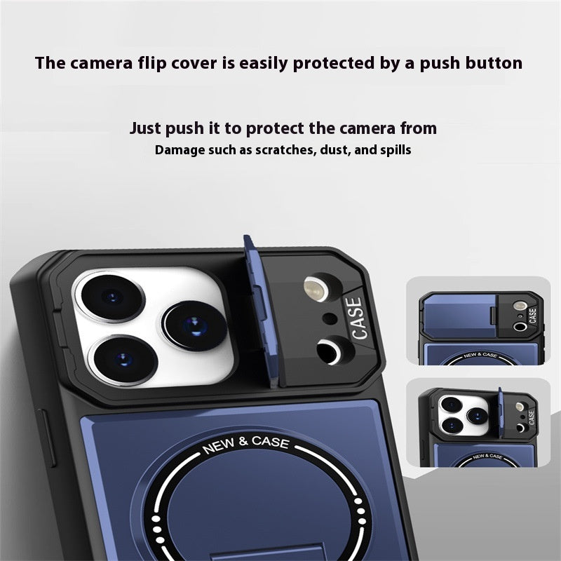 Armor Magnetic Bracket All-inclusive Lens Cover Phone Case