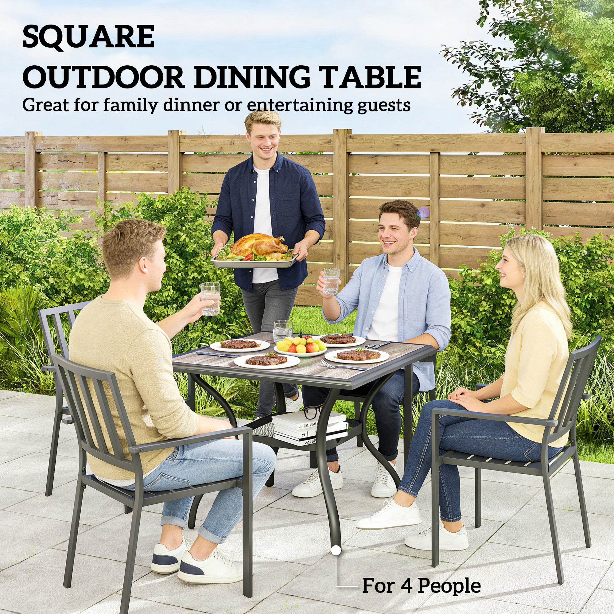 Table à manger extérieure carrée de 37" pour 4 personnes