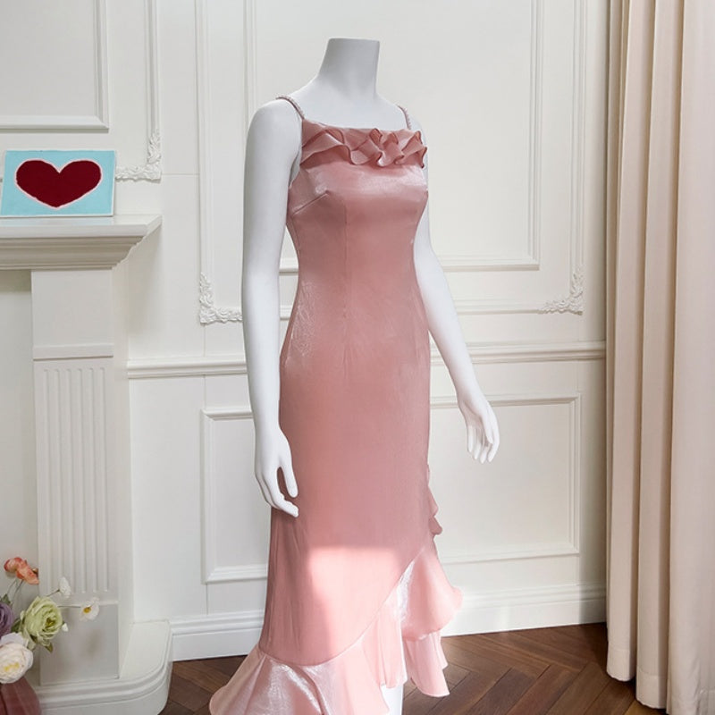 Women's strapless fishtail evening dress