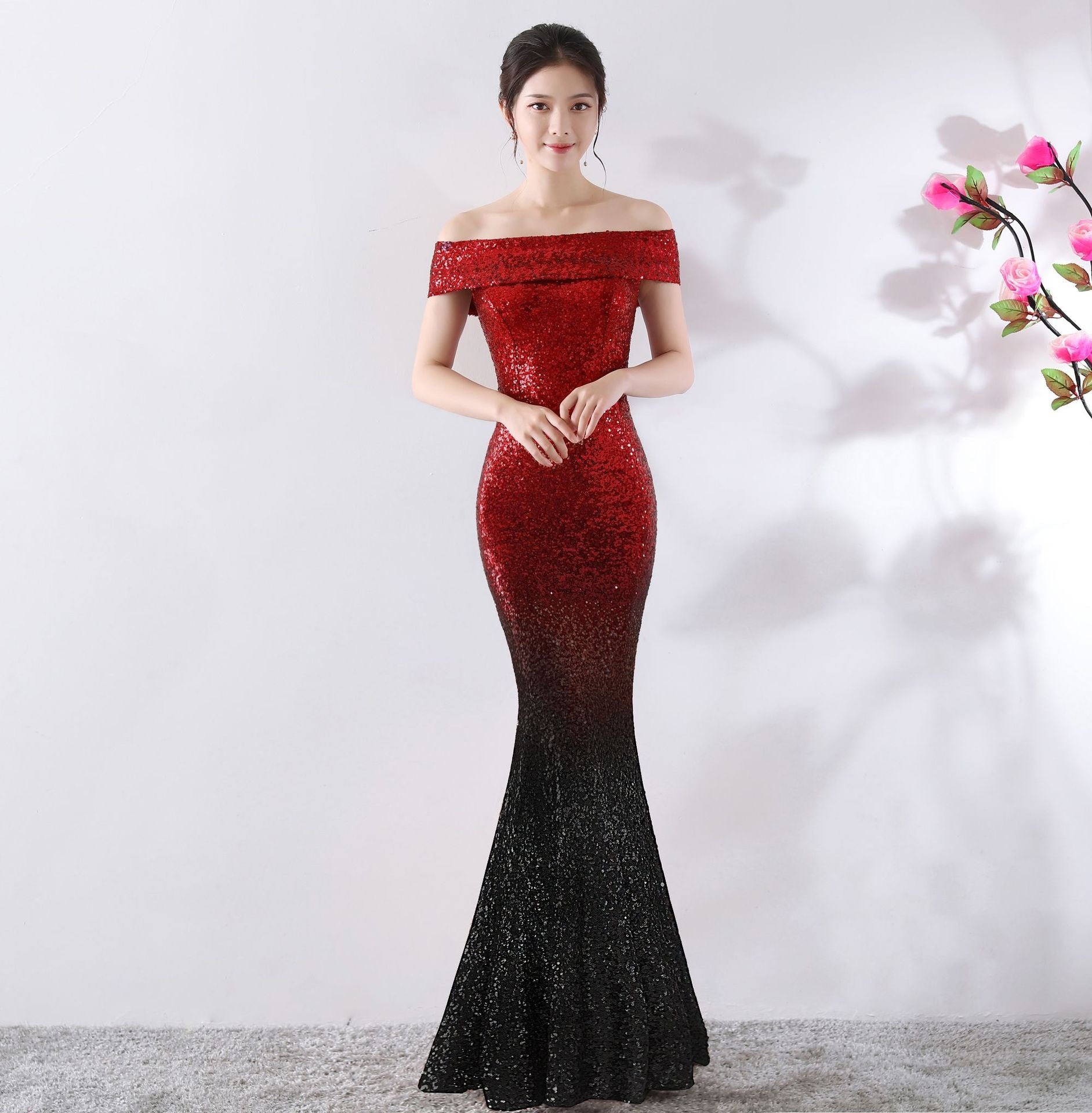 Robe de fête d'anniversaire Slimming Host Robe longue
