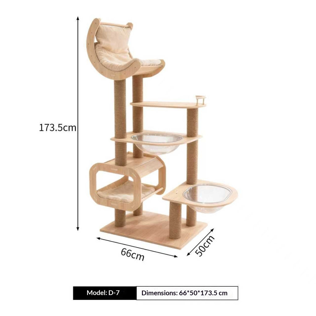 Maison de chat et arbre de chat multicouche en bois massif