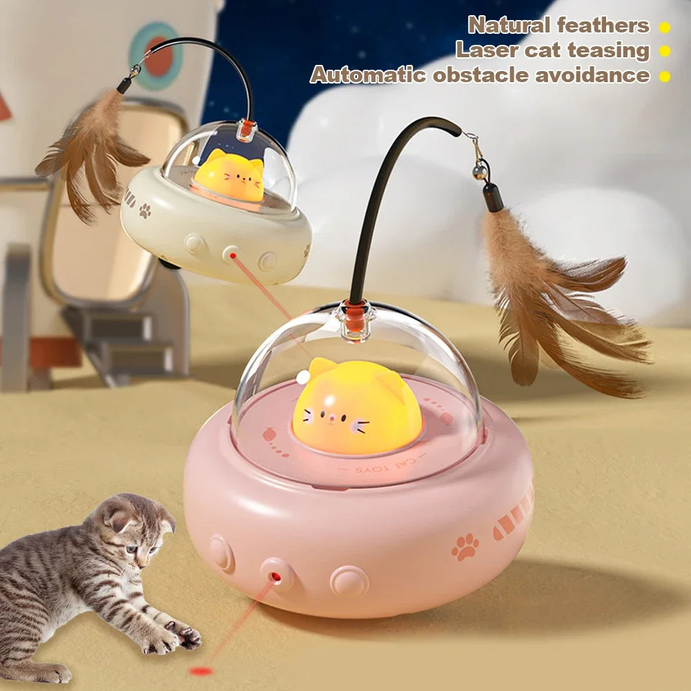 Smart Teaser Cat Toy Electric UFO Cat Teaser Stick avec Bell Training Pet Toys Remplaceable