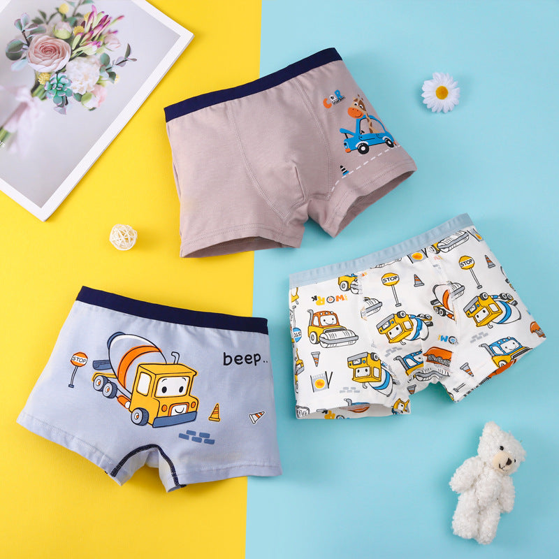 Sous-vêtements pour garçon respirant en coton simple cartoon