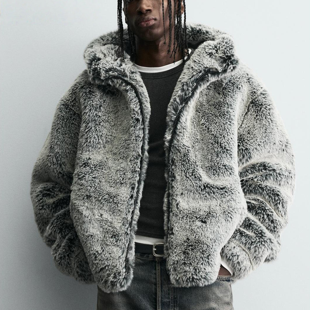 Veste à capuche en fausse fourrure