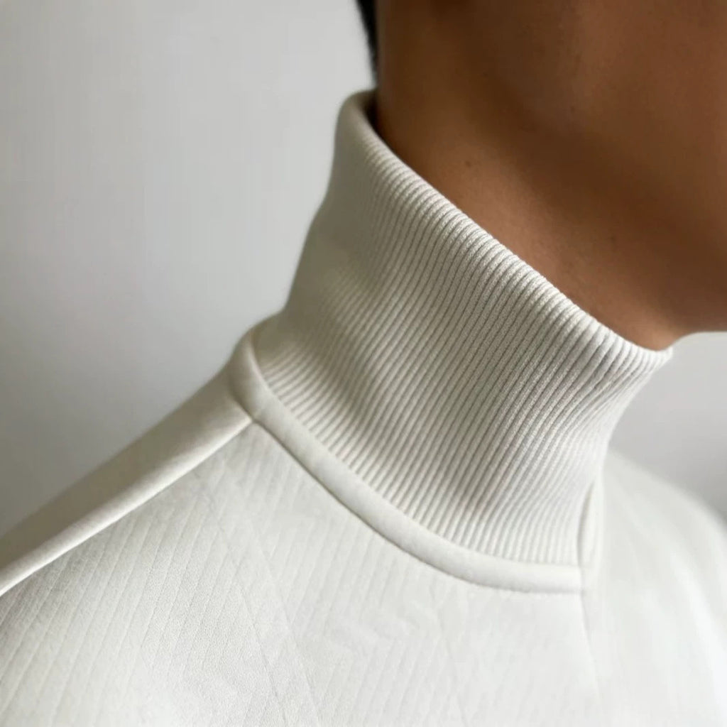Pull de collier de demi-zip homme avec texture Jacquard