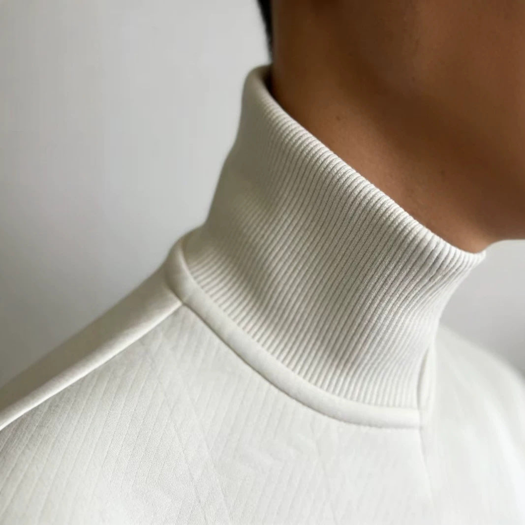 Pull de collier de demi-zip homme avec texture Jacquard