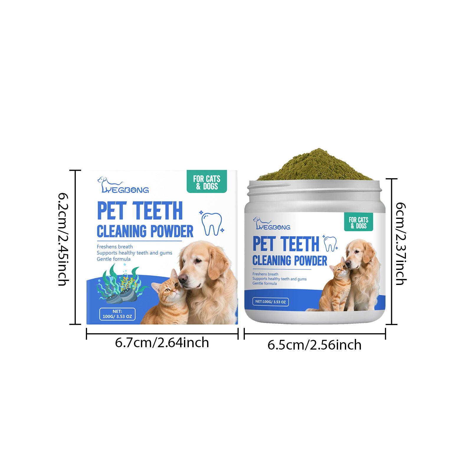 Poudre de nettoyage des dents de chat et de chien