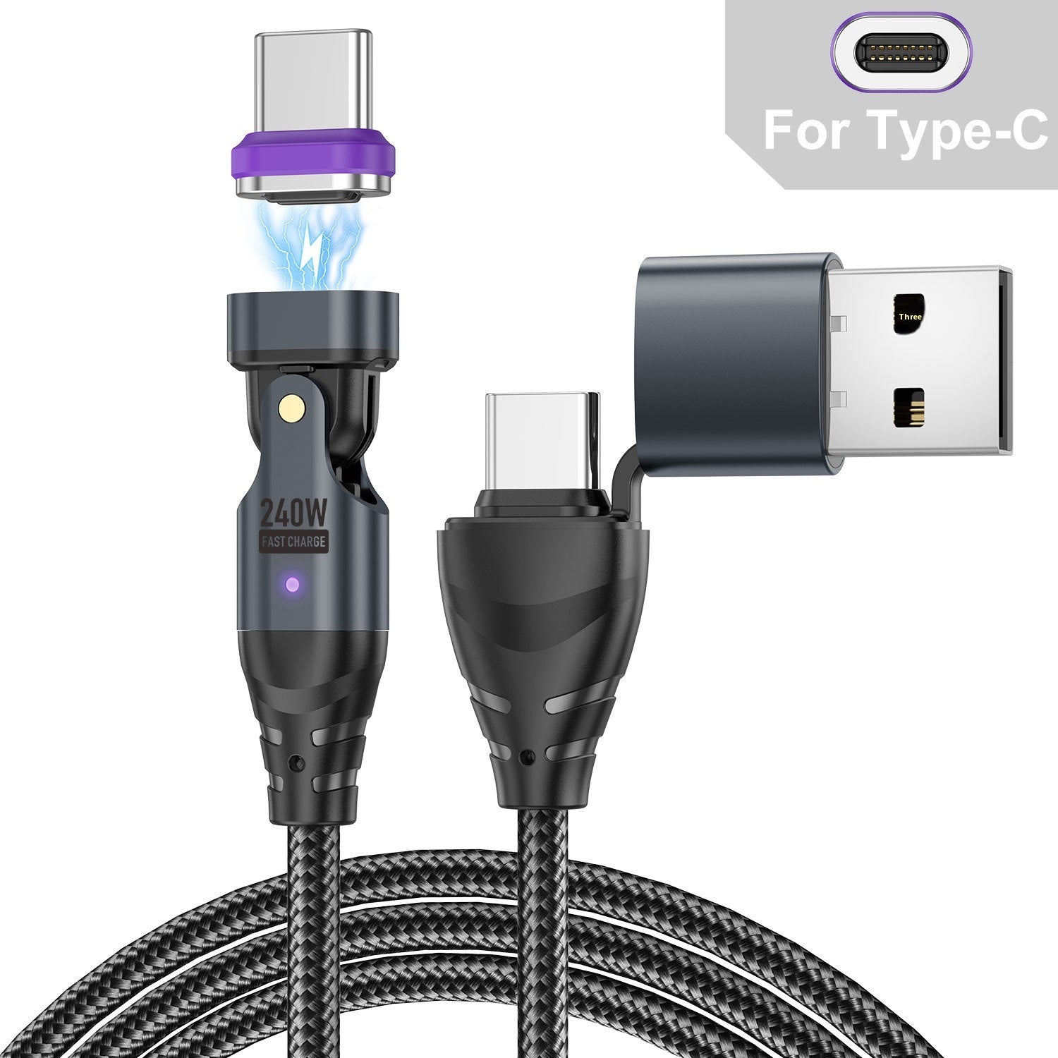 Câble de données magnétique de 240 W sur six en un