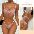 Memory Soft Steel Anneau Brodé Dentelle Lingerie Set