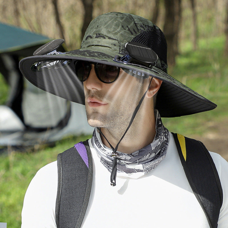 Solar Fan Cap Pêche d'alpinisme extérieur