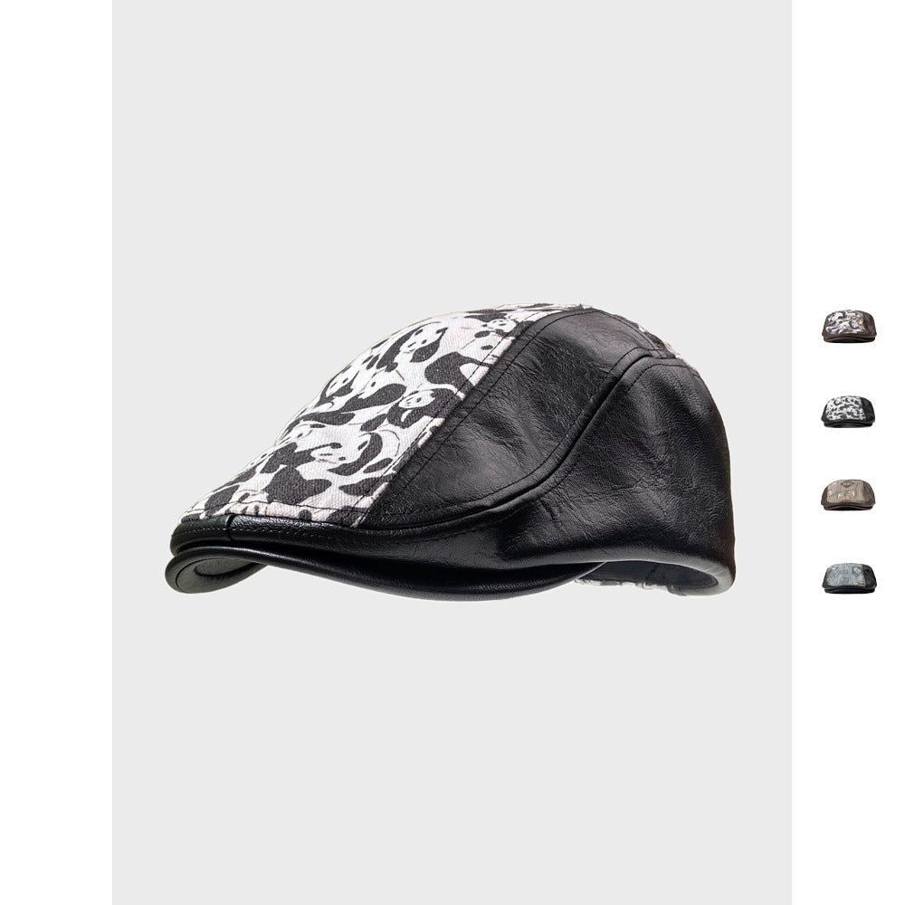 Chapeaux d'avance en cuir PU rétro automne hiver