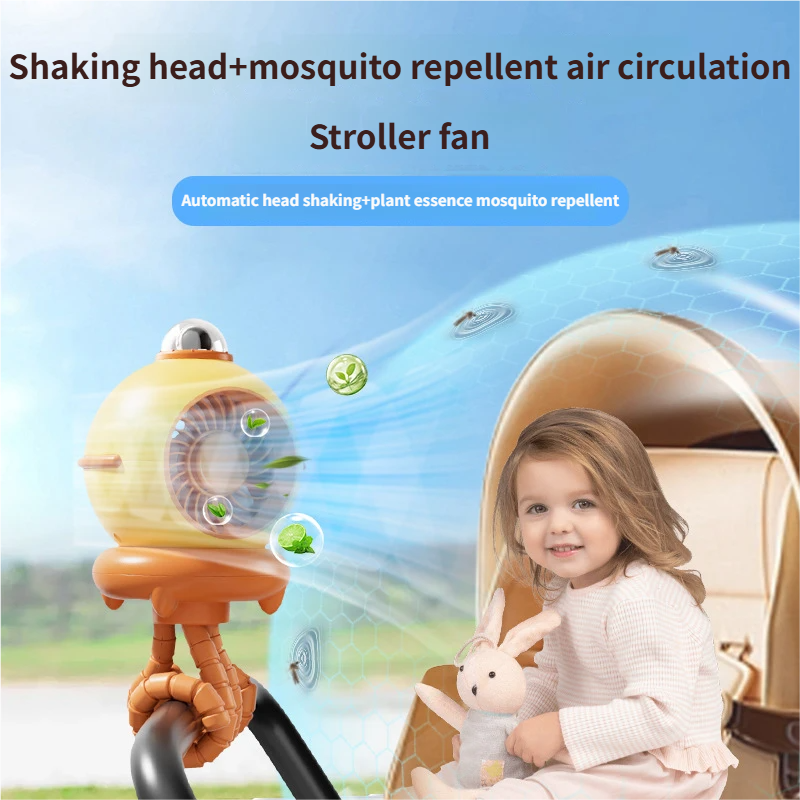 Eventail flexible jaune Octopus 4 Speed Rechargeable Mosquito Repulsant Ventilateur sans lame avec Sha