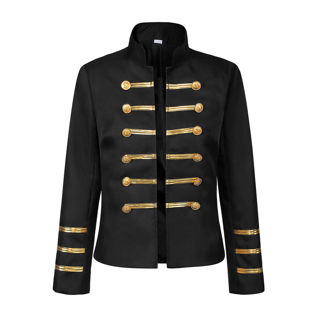 European and American Medieval Court-style Golden Double-breasted Vintage Coat avec un Stan