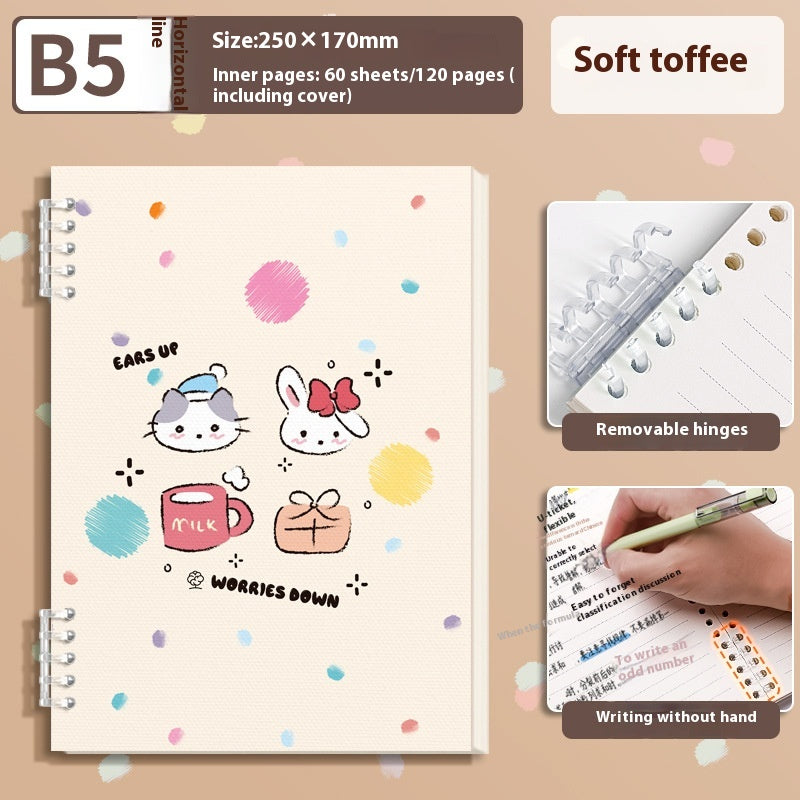 A5 Échelle de carnet de notes à feuilles longues épaissies Étudiante en livre mignon amovible