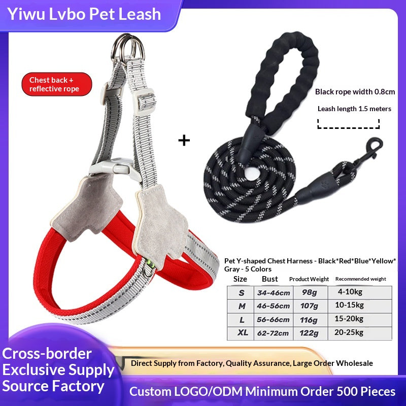 Breathable Y-Shaped Dog Harness Leash Thick Outdoor Dog Walking