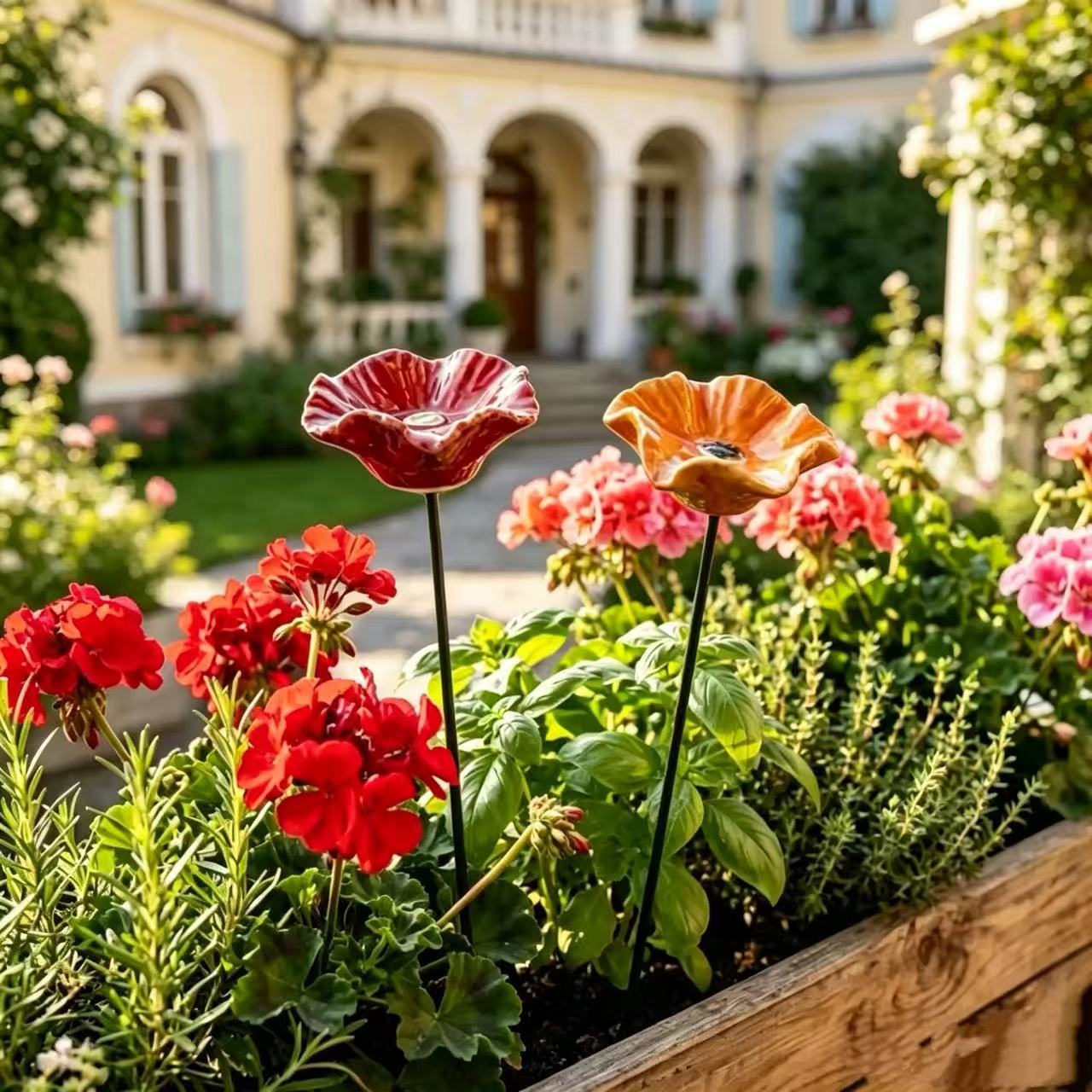 Jardin de fleurs en métal fait main prise extérieure Bee et Bird Water Feeder
