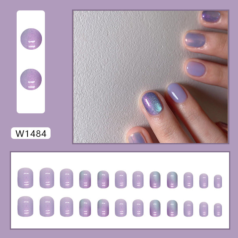 Faux ongles Aurora éblouissants Manucure courte 24 pièces
