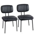 2 Chaises à manger de style mi-siècle avec revêtement en cuir faux