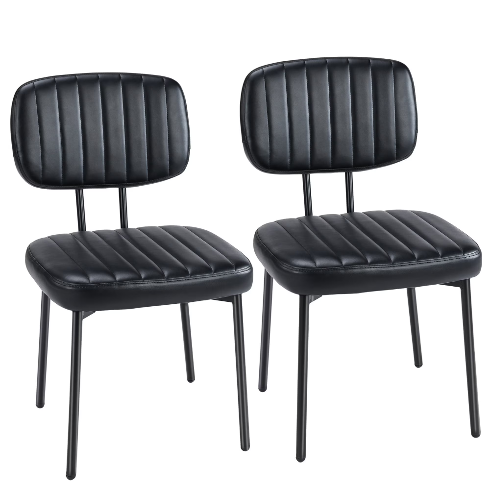 2 Chaises à manger de style mi-siècle avec revêtement en cuir faux