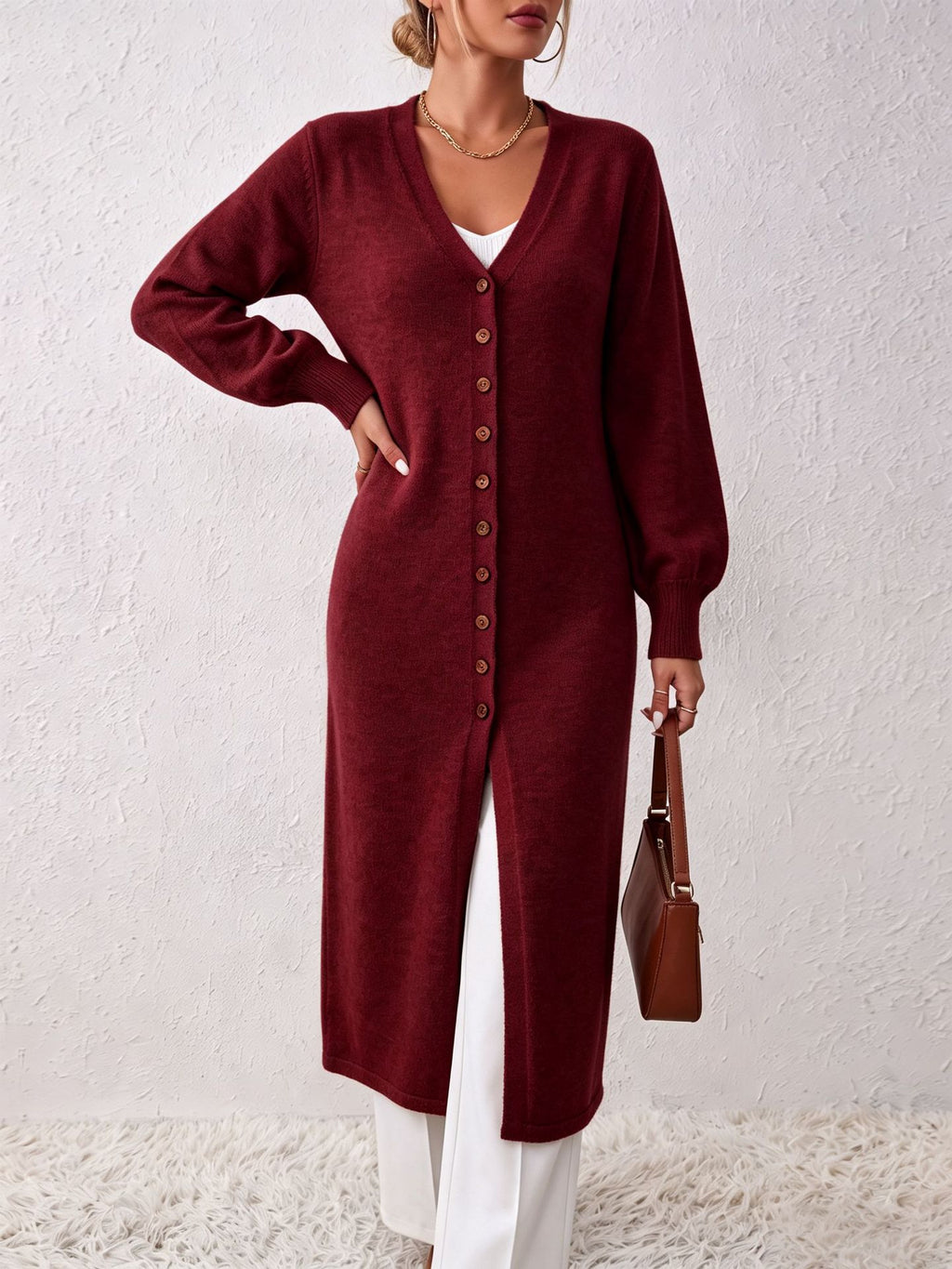 Robe de Cardigan tricotée à la mode