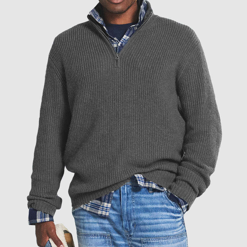 Commerce extérieur Hommes Affaires Casual Loose Zip Collar Sweater