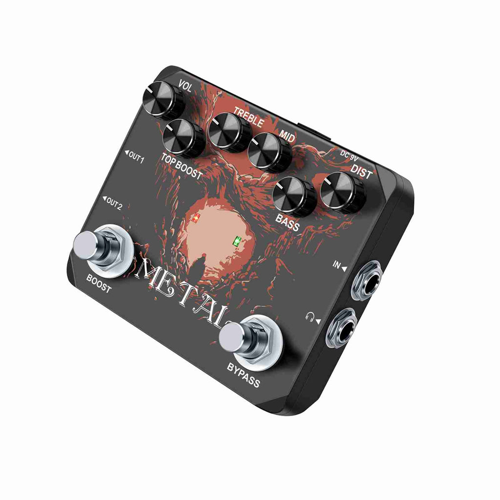 Effet de guitare en métal Pedal Traditional Metal Sound 80s/90 Sortie casque TREBLE/MID/BASS