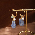 Femmes Boucles d'oreilles naturelles kyanite perle