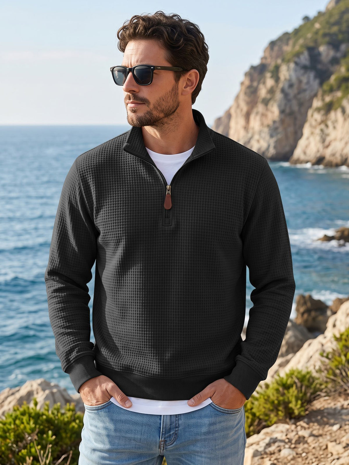 Sweater pour hommes Waffle Knit de style américain