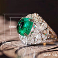 Huajie Amazon Vintage Anneau Classique Grand-mère Vert Zircon Anneau Anniversaire de mariage Celeb