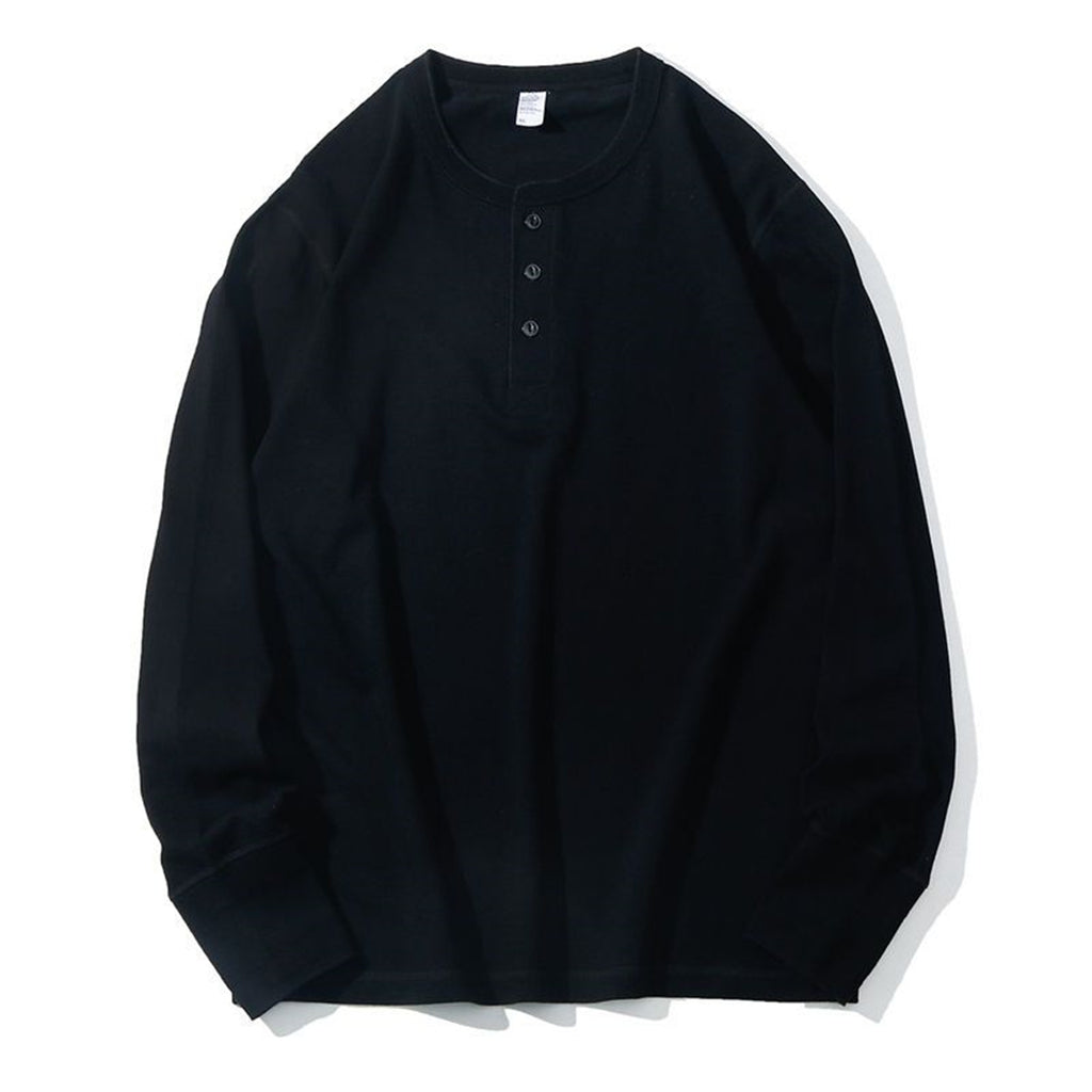T-shirt American Henry Collar Long Sleeve Homme