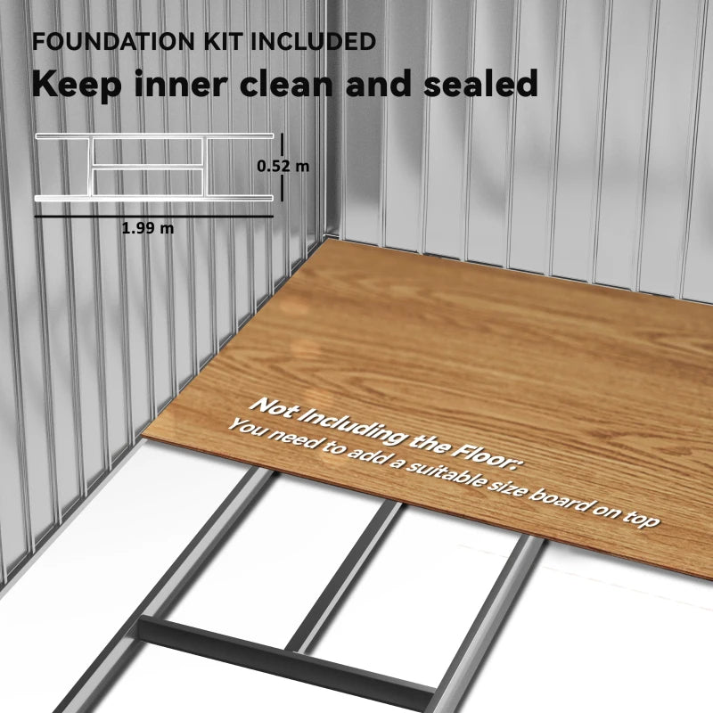 7'x4' Metal Outdoor Shed Organizer & Garden Storage avec 4 évents pour le flux d'air et 2 Easy Slide
