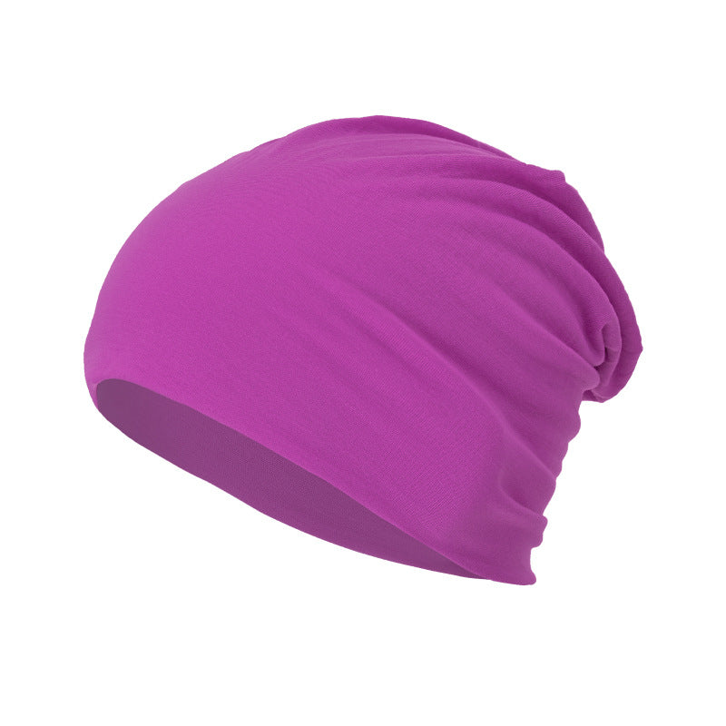 Toute la saison, polyvalent Solide-couleur Slouchy Bonnet avec un design enroulé