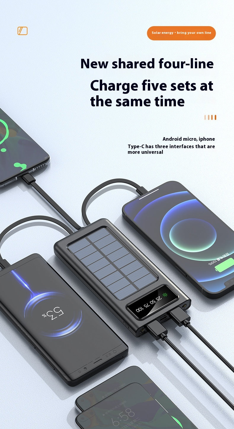 Avec câble à quatre fils Solar Energy Portable Batterie pour téléphones mobiles