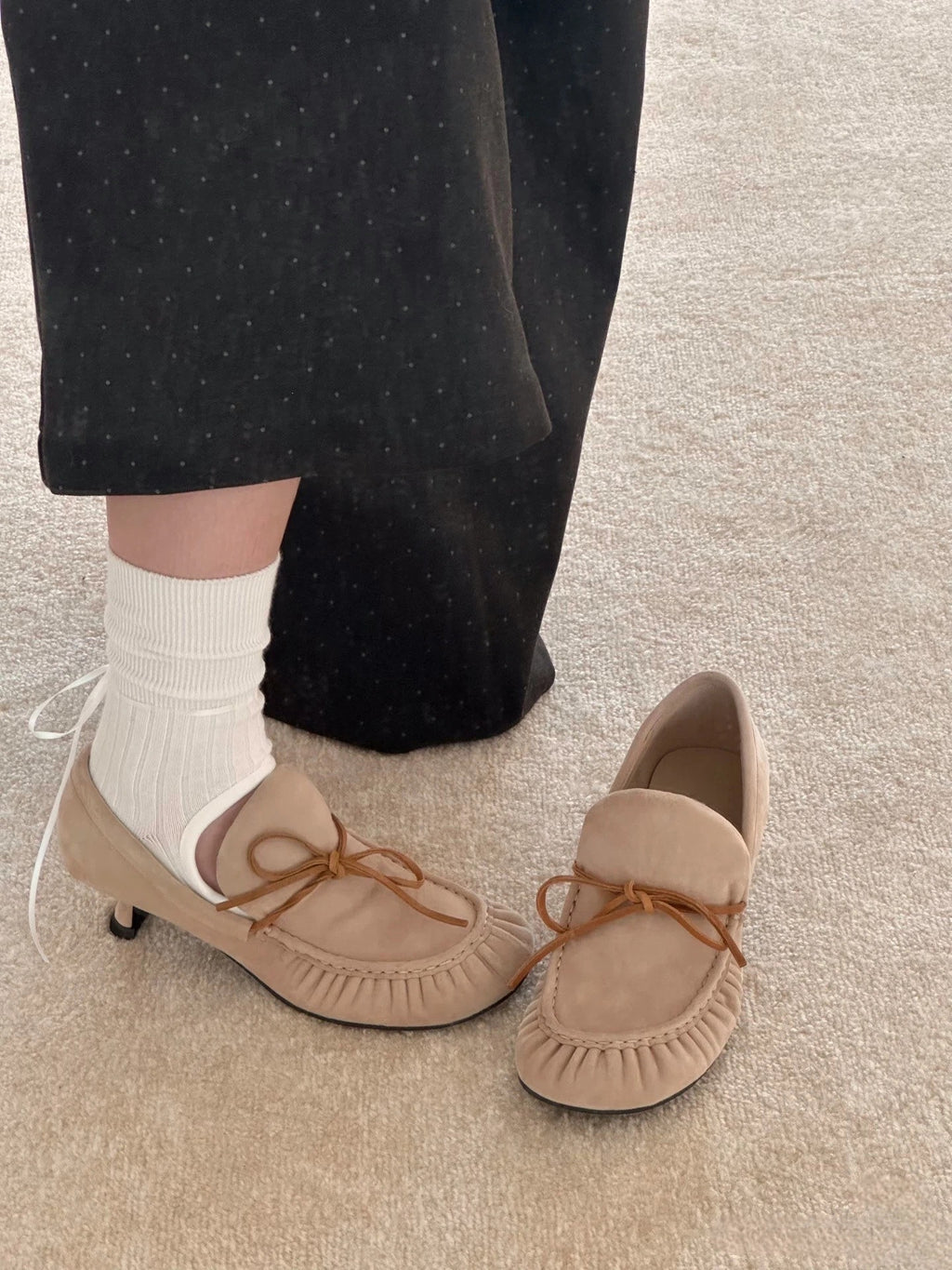 Cuir plissé Bracelet Bow Talons hauts