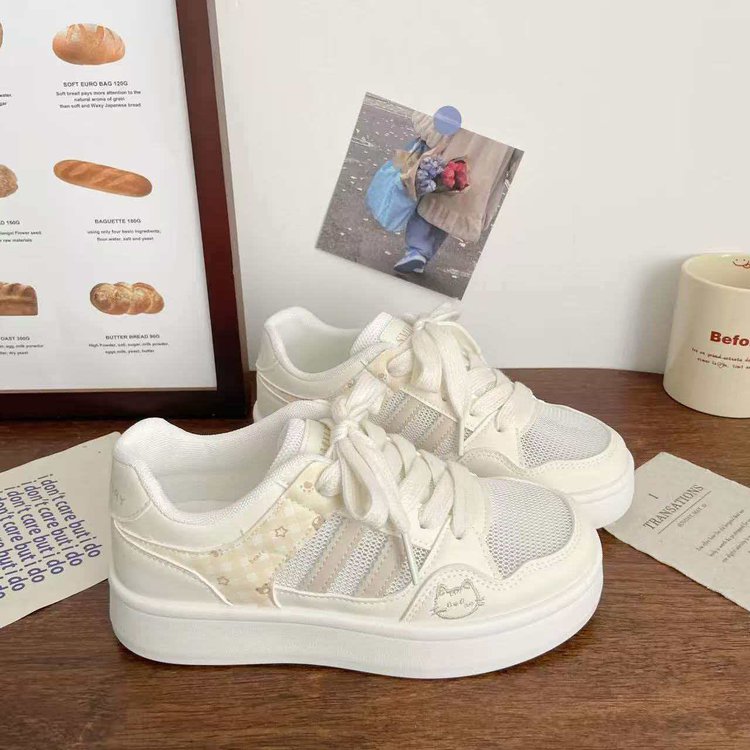 Mignon Cat Design Bas-Top Blanc Chaussures pour femmes