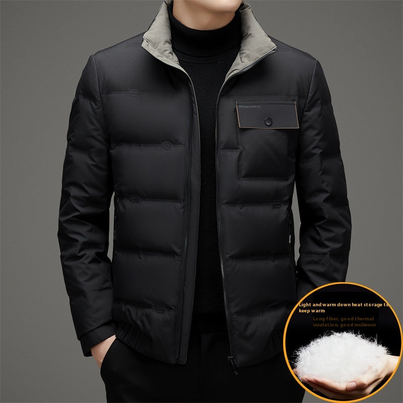 Collier de stand d'hiver homme court épaissé chaud veste en bas extérieur