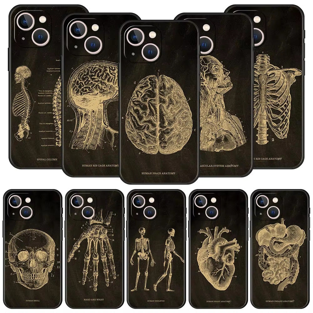 Cas de téléphone en forme de coeur du squelette anatomique