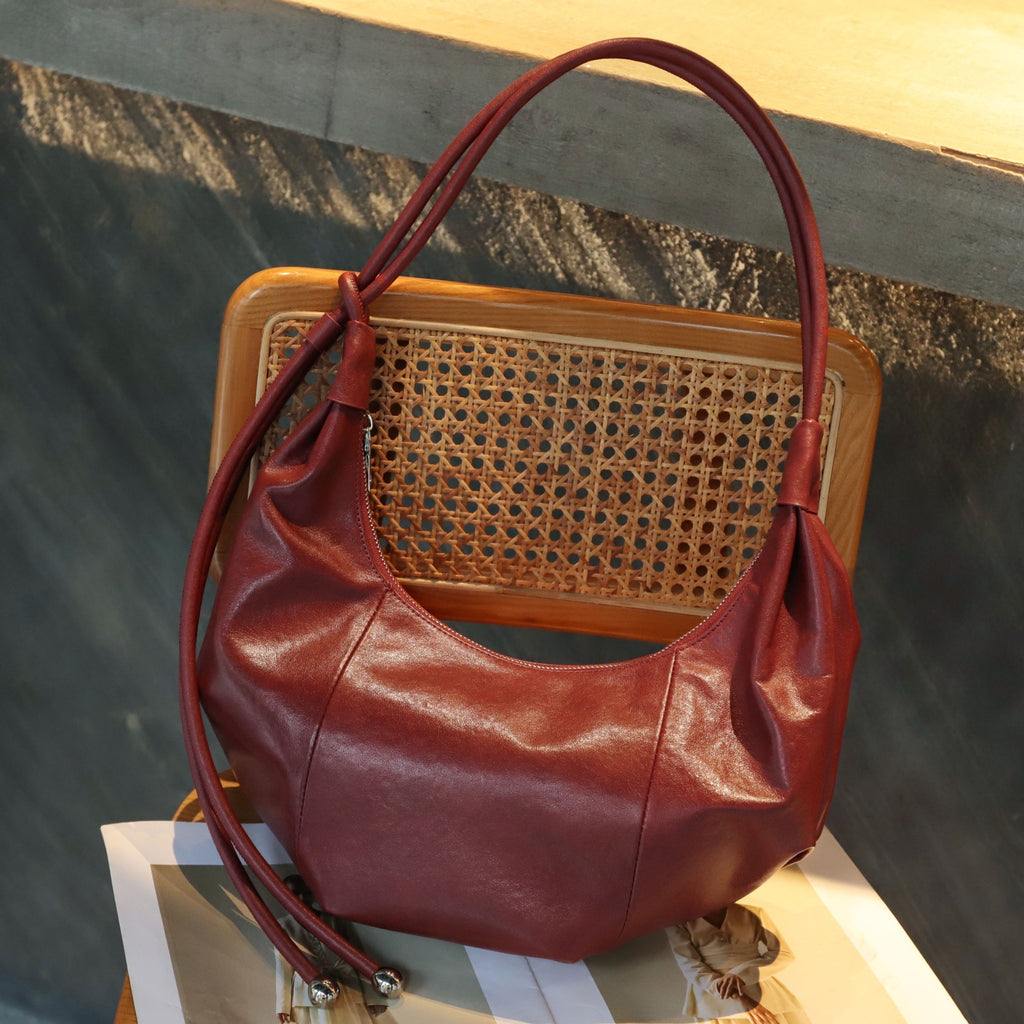 Top grain cowhide croissant bag