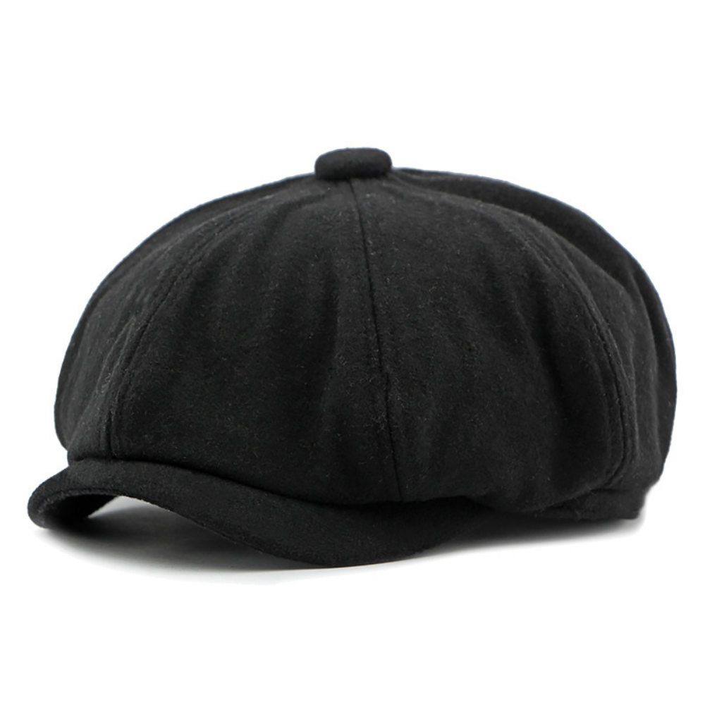 Rétro style britannique Octagonal Newsboy Cap avec un patchwork court Brimmed Tweed Fedora Hat