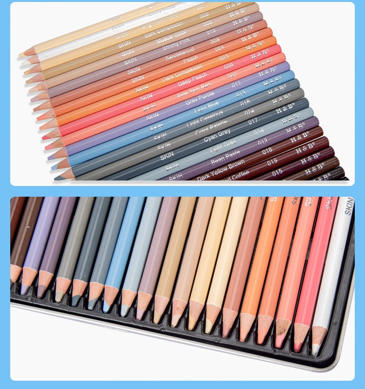 Peinture 24-couleur Stylo de couleur de peau peint à la main Portrait Couleur crayon fournitures d'art huileux