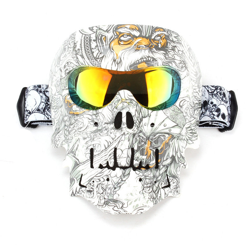 Masque visage Moto Masque coupe-vent Crâne Lunettes Homme