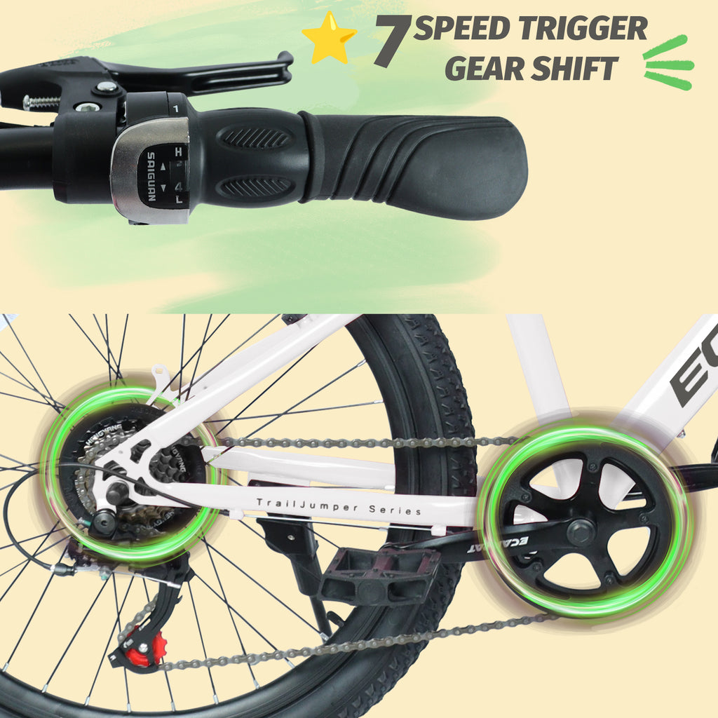 Vélo de montagne jeune 24 pouces avec 7 vitesses et suspension avant Cadre en acier durable