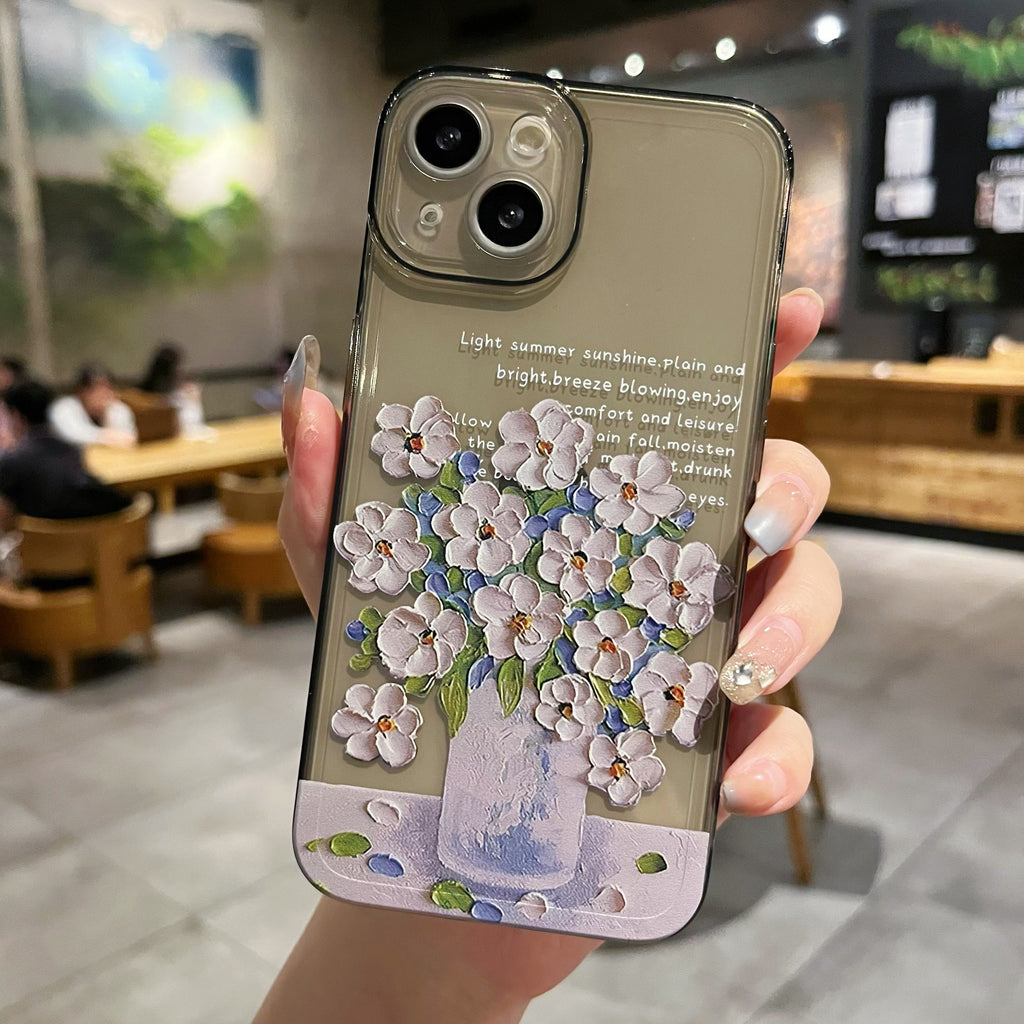 Étui téléphonique de protection transparent de petite fleur simple